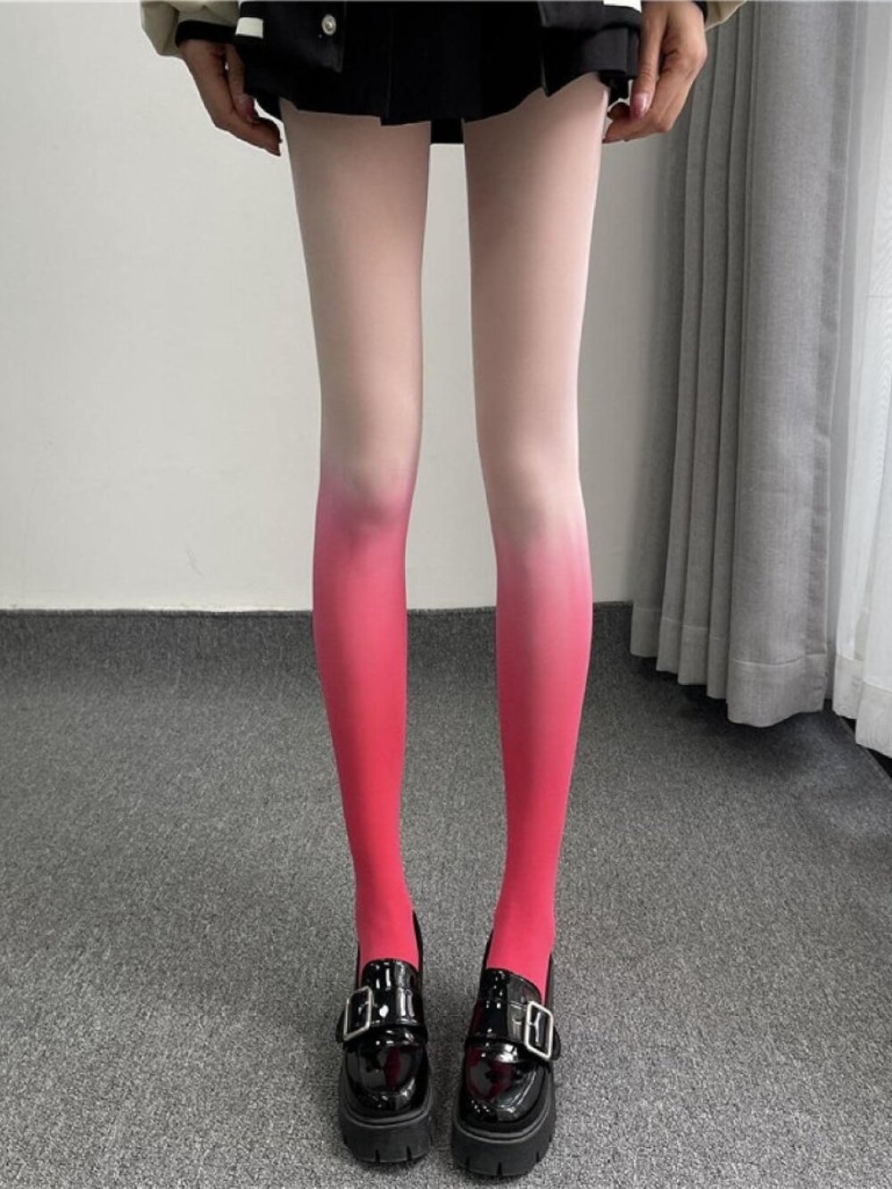 Women's Ombre Gradient Pink Opaque Tights Pantyhose Stockings Lolita Cosplay